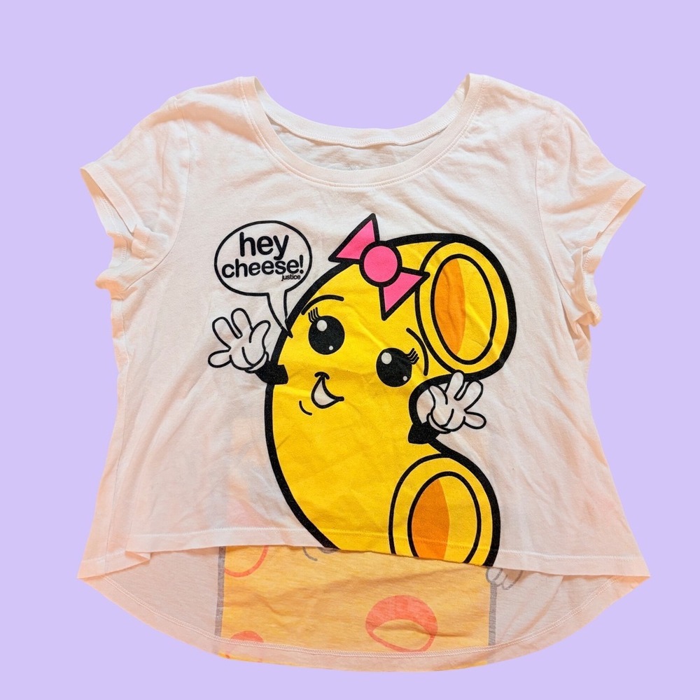Y2K Justice Mac and Cheese Graphic Baby Tee Short Sleeve Shirt Scene #17
